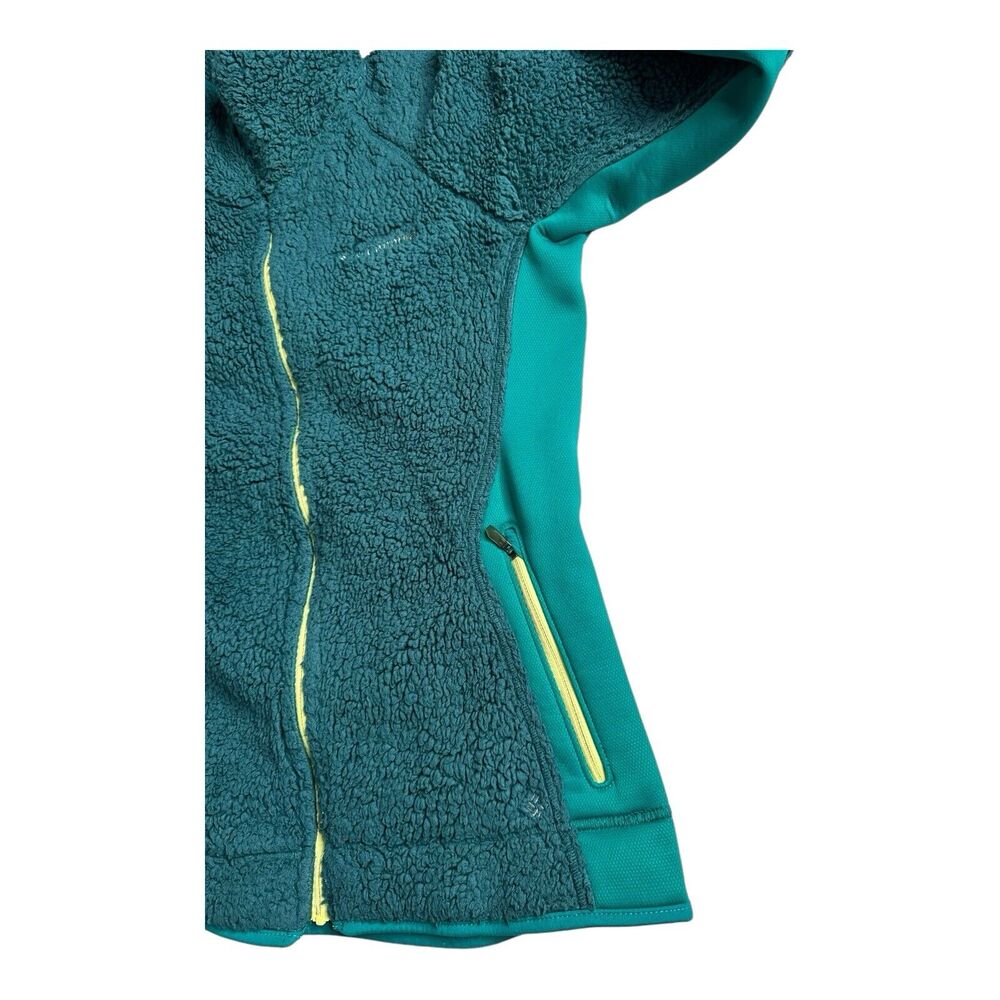 COLUMBIA Women’s Full-Zip Fleece Jacket Coat Medium Green Yellow Outdoor - Picture 9 of 16